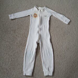 Organic cotton sherpa sleeper for toddlers, size 4T-5T. Made in USA!
